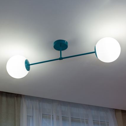 Pinnapealne lühter MOON 2xE27/15W/230V türkiissinine