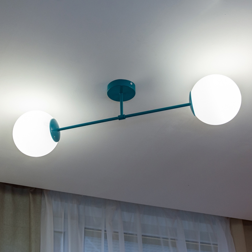 Pinnapealne lühter MOON 2xE27/15W/230V türkiissinine