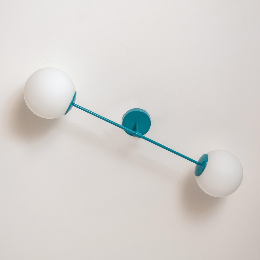 Pinnapealne lühter MOON 2xE27/15W/230V türkiissinine