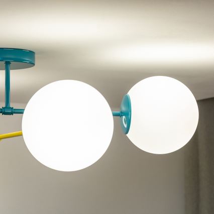 Pinnapealne lühter MOON 4xE27/15W/230V türkiissinine/kollane