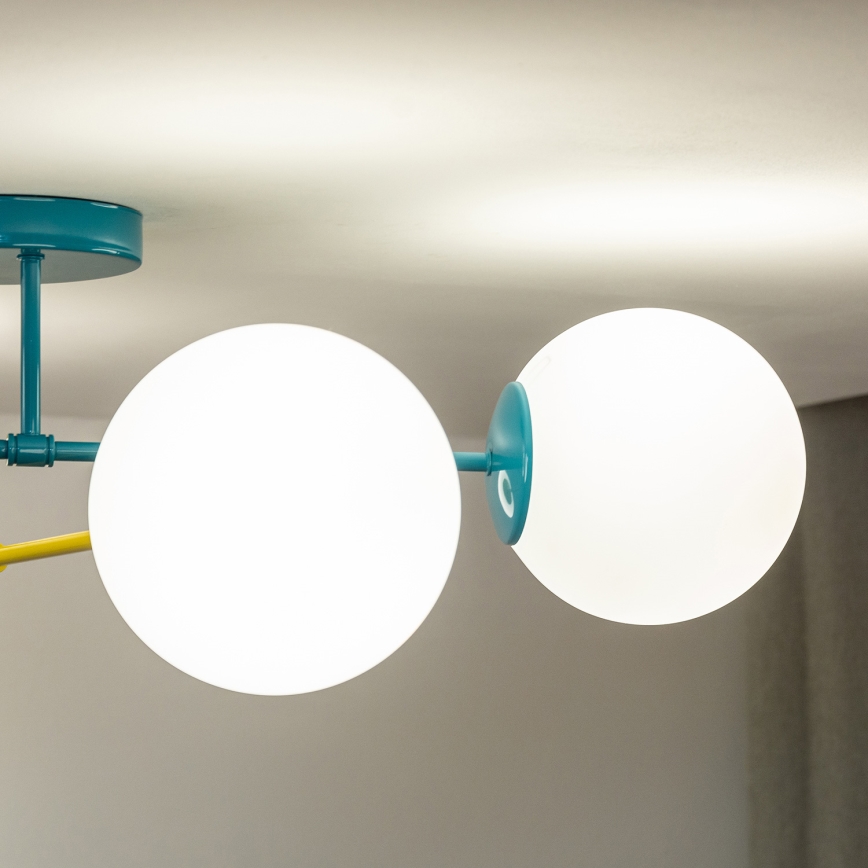 Pinnapealne lühter MOON 4xE27/15W/230V türkiissinine/kollane