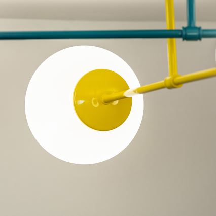 Pinnapealne lühter MOON 4xE27/15W/230V türkiissinine/kollane