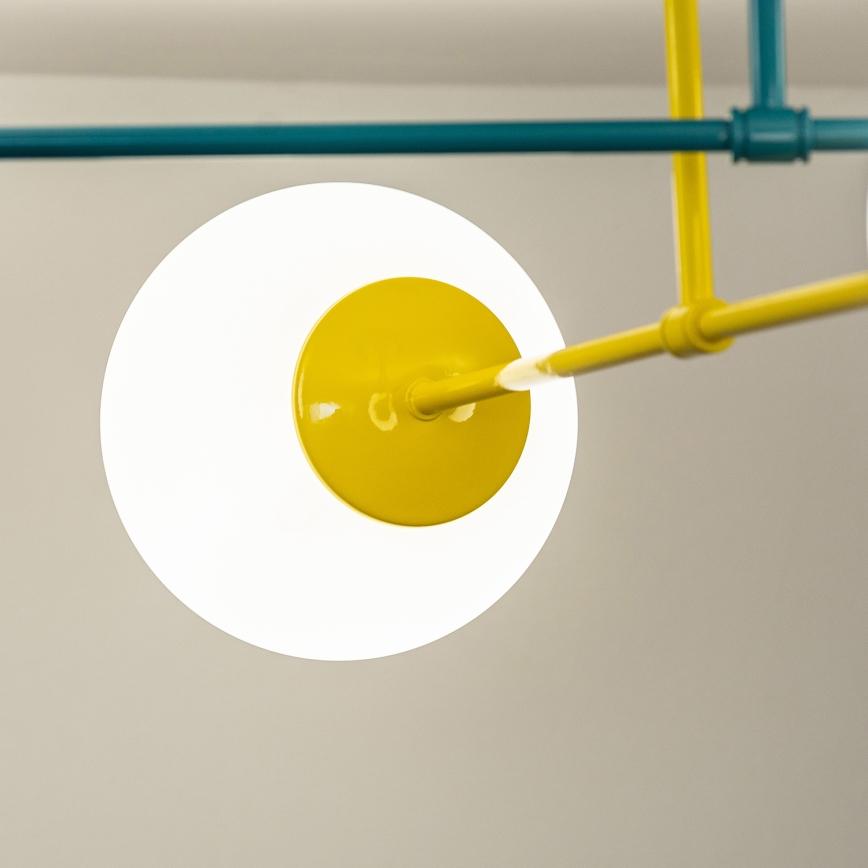 Pinnapealne lühter MOON 4xE27/15W/230V türkiissinine/kollane