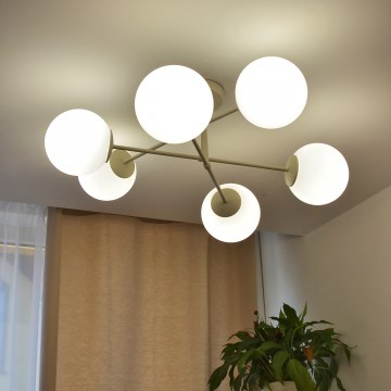 Pinnapealne lühter MOON 6xE27/15W/230V kreemjas