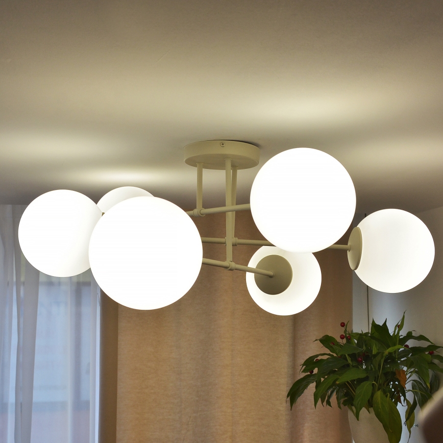 Pinnapealne lühter MOON 6xE27/15W/230V kreemjas