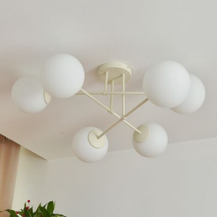 Pinnapealne lühter MOON 6xE27/15W/230V kreemjas