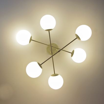 Pinnapealne lühter MOON 6xE27/15W/230V kreemjas