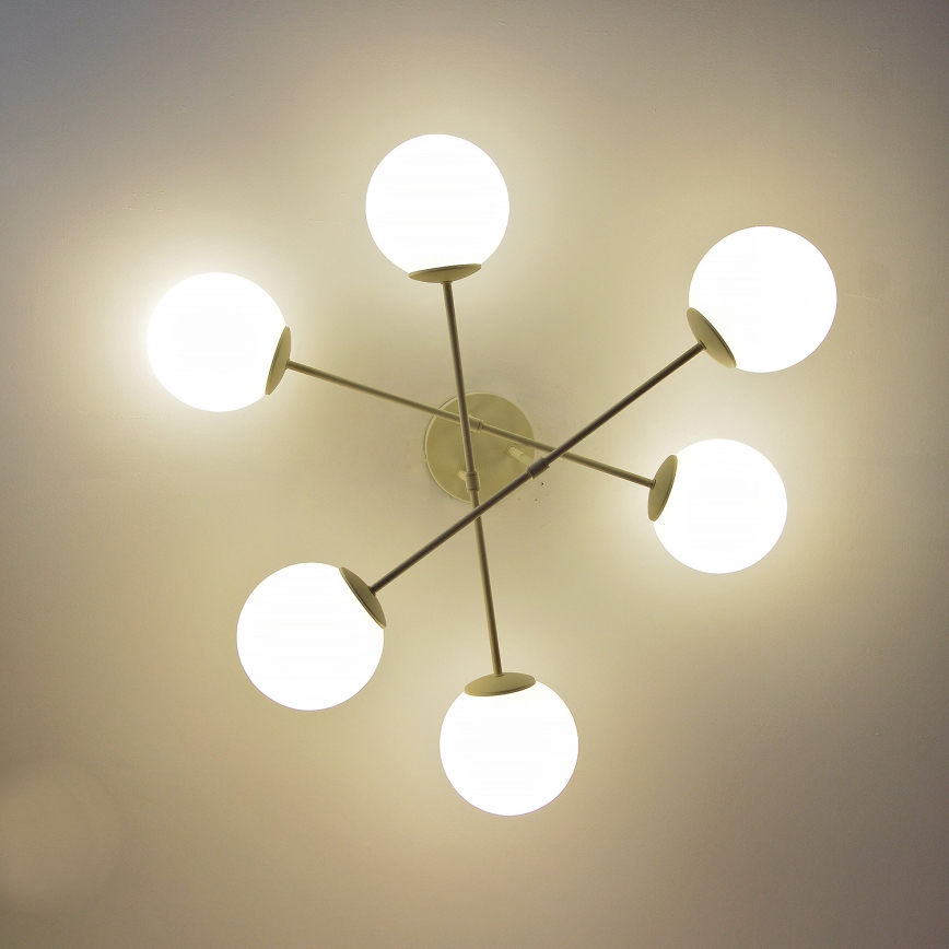 Pinnapealne lühter MOON 6xE27/15W/230V kreemjas