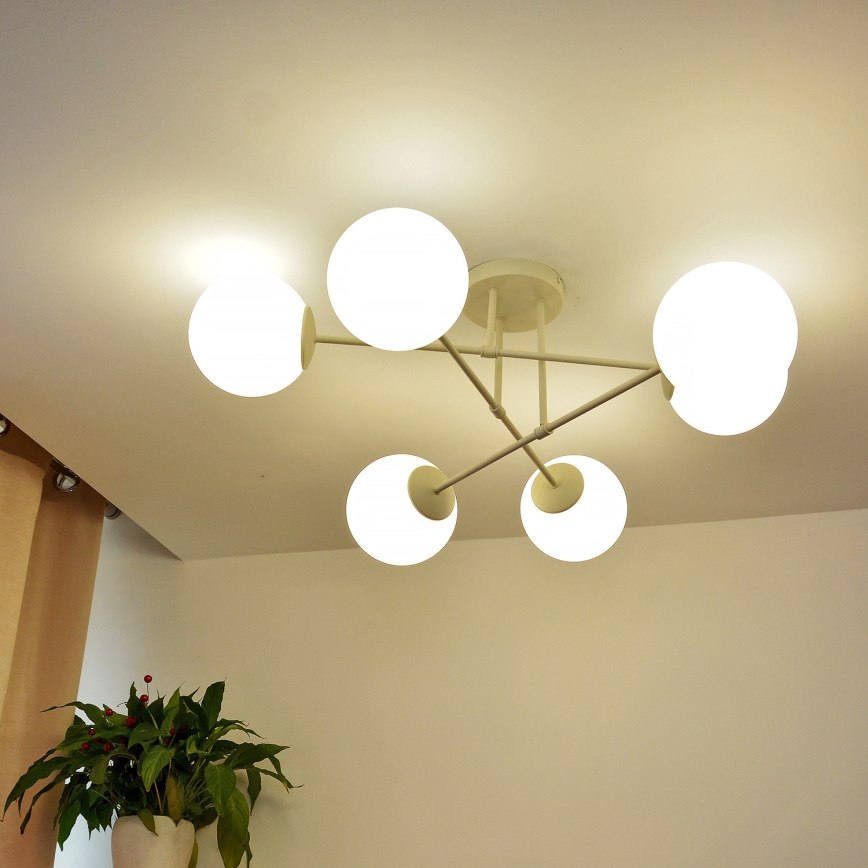 Pinnapealne lühter MOON 6xE27/15W/230V kreemjas