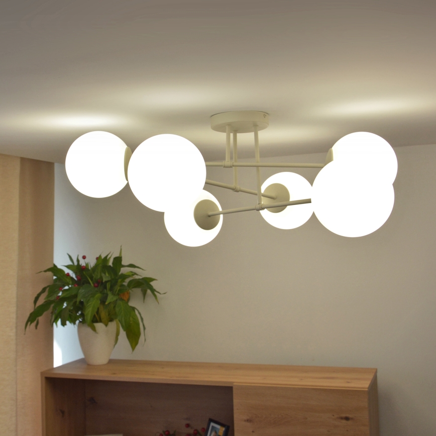 Pinnapealne lühter MOON 6xE27/15W/230V kreemjas