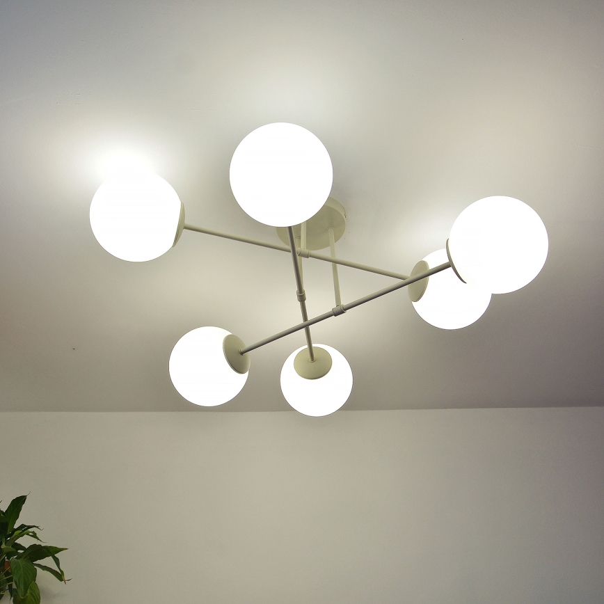 Pinnapealne lühter MOON 6xE27/15W/230V kreemjas