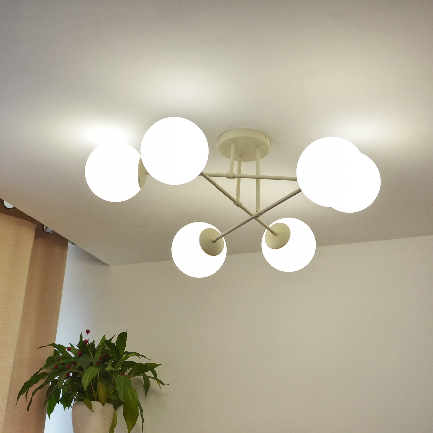 Pinnapealne lühter MOON 6xE27/15W/230V kreemjas