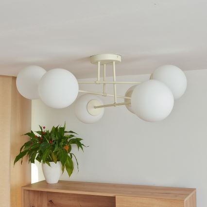 Pinnapealne lühter MOON 6xE27/15W/230V kreemjas