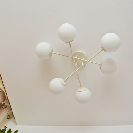 Pinnapealne lühter MOON 6xE27/15W/230V kreemjas