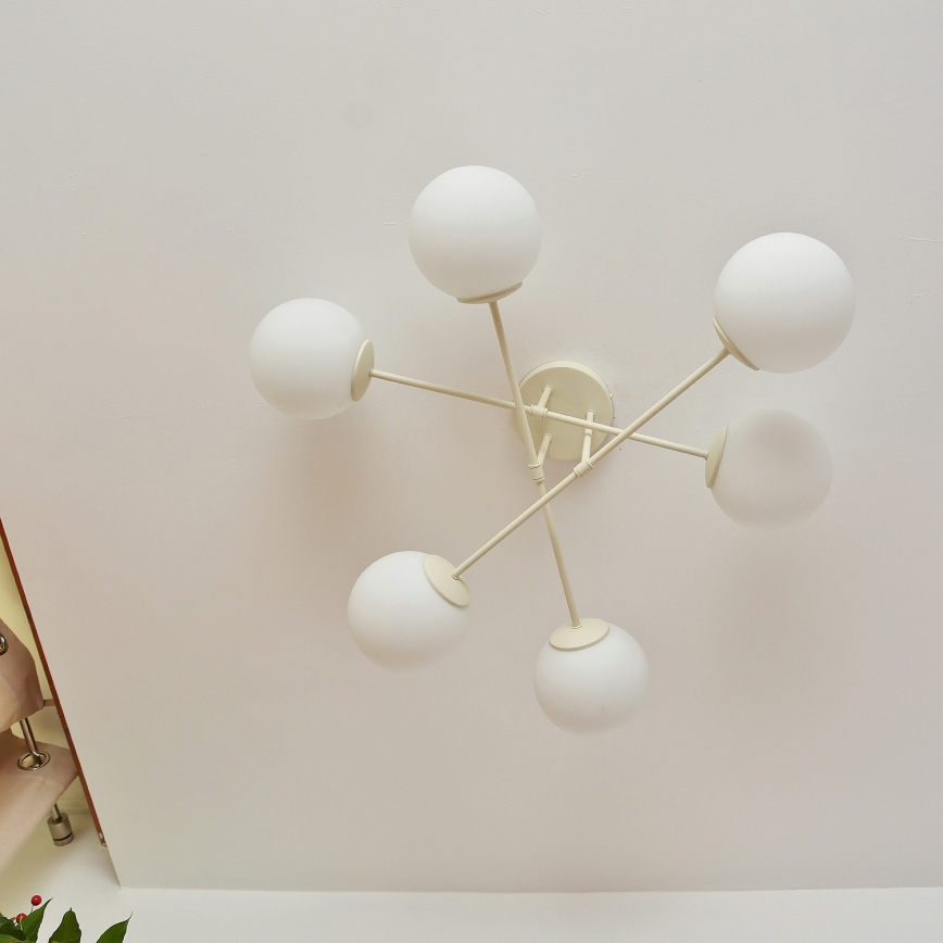 Pinnapealne lühter MOON 6xE27/15W/230V kreemjas