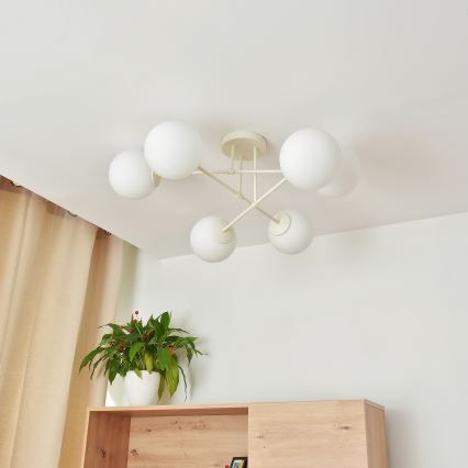 Pinnapealne lühter MOON 6xE27/15W/230V kreemjas