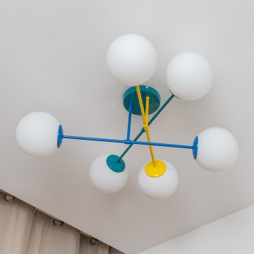 Pinnapealne lühter MOON 6xE27/15W/230V türkiissinine/kollane/sinine