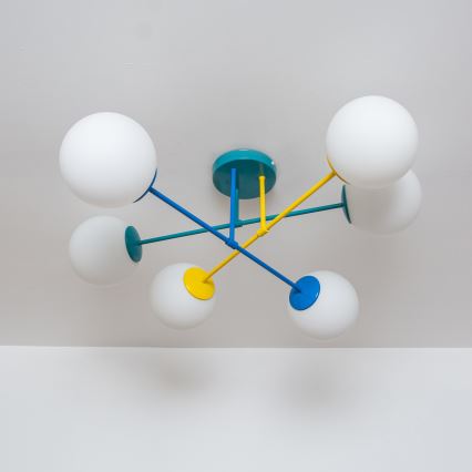 Pinnapealne lühter MOON 6xE27/15W/230V türkiissinine/kollane/sinine