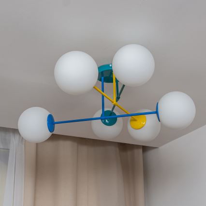 Pinnapealne lühter MOON 6xE27/15W/230V türkiissinine/kollane/sinine