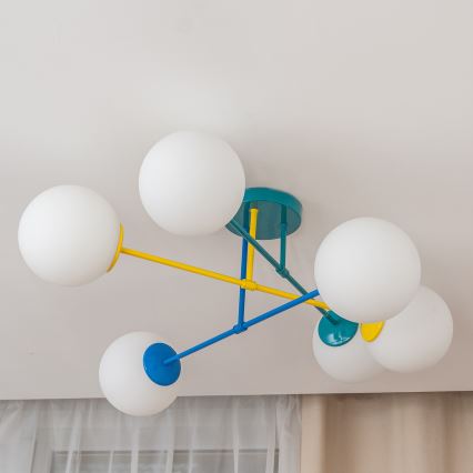 Pinnapealne lühter MOON 6xE27/15W/230V türkiissinine/kollane/sinine