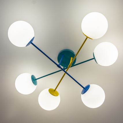 Pinnapealne lühter MOON 6xE27/15W/230V türkiissinine/kollane/sinine