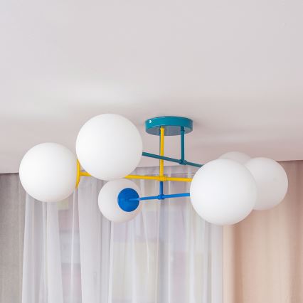 Pinnapealne lühter MOON 6xE27/15W/230V türkiissinine/kollane/sinine