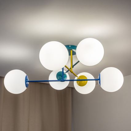 Pinnapealne lühter MOON 6xE27/15W/230V türkiissinine/kollane/sinine