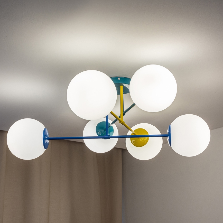 Pinnapealne lühter MOON 6xE27/15W/230V türkiissinine/kollane/sinine