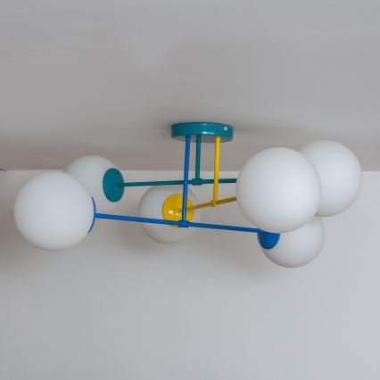 Pinnapealne lühter MOON 6xE27/15W/230V türkiissinine/kollane/sinine