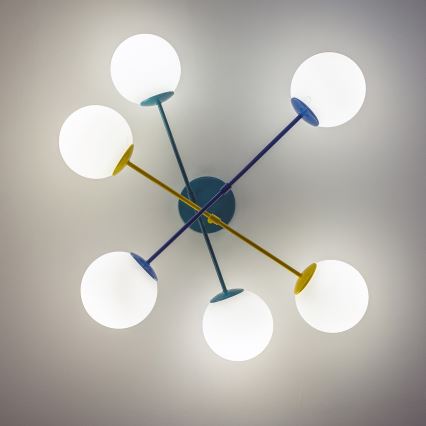 Pinnapealne lühter MOON 6xE27/15W/230V türkiissinine/kollane/sinine