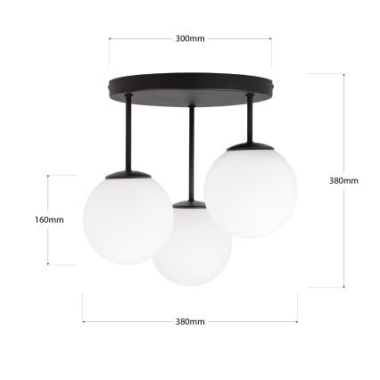 Pinnapealne lühter MOONLIGHT 3xE27/15W/230V must