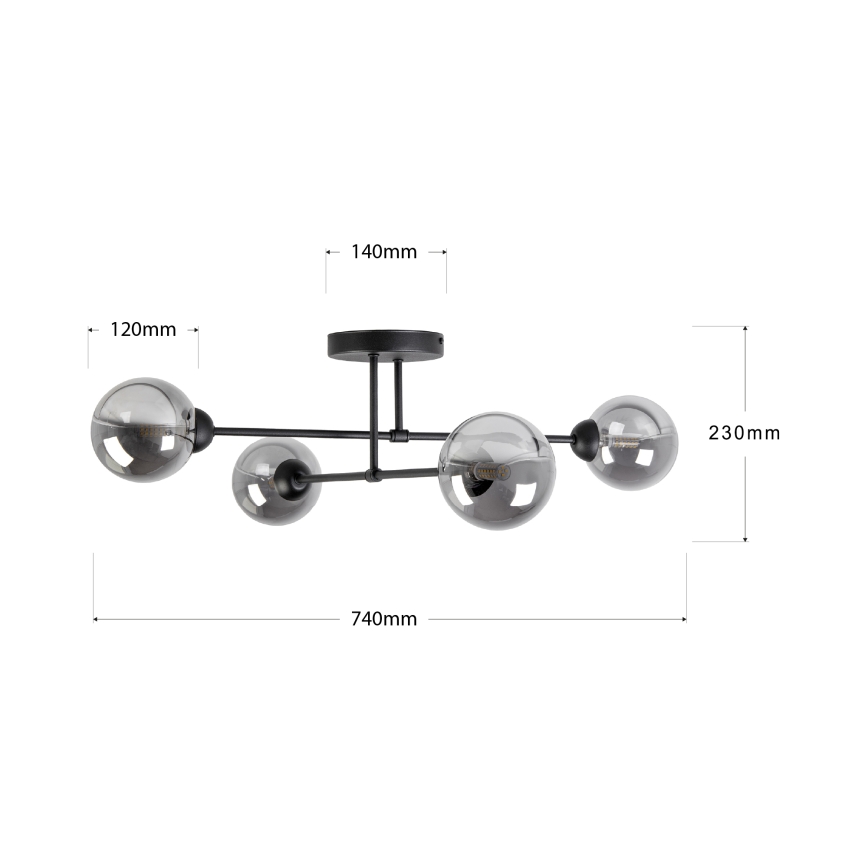 Pinnapealne lühter OBSIDIAN 4xG9/10W/230V must/suitsuhall