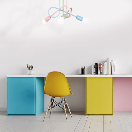 Pinnapealne lühter OXFORD 3xE27/15W/230V roheline/roosa/sinine