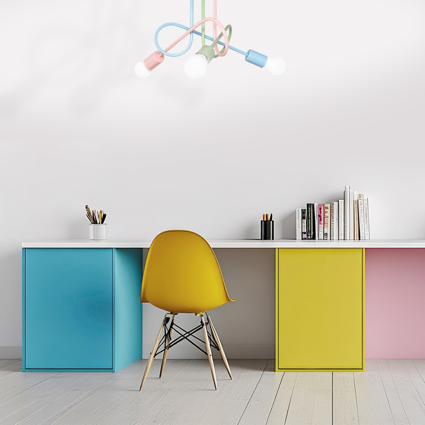 Pinnapealne lühter OXFORD 3xE27/15W/230V roheline/roosa/sinine