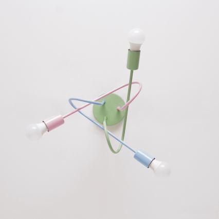 Pinnapealne lühter OXFORD 3xE27/15W/230V roheline/roosa/sinine