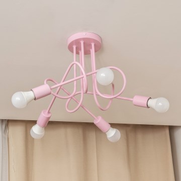 Pinnapealne lühter OXFORD 5xE27/15W/230V roosa