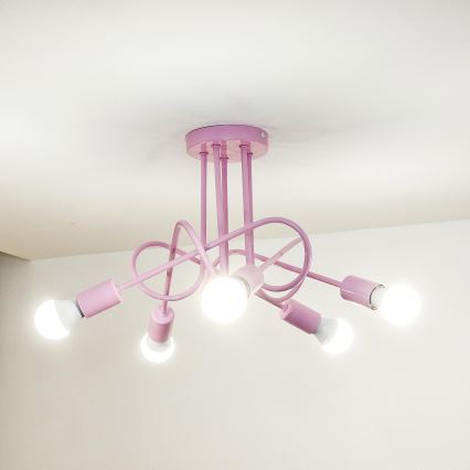 Pinnapealne lühter OXFORD 5xE27/15W/230V roosa