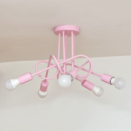 Pinnapealne lühter OXFORD 5xE27/15W/230V roosa