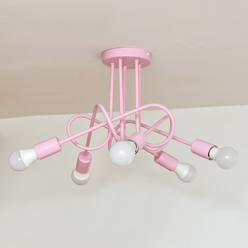 Pinnapealne lühter OXFORD 5xE27/15W/230V roosa