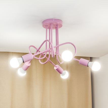 Pinnapealne lühter OXFORD 5xE27/15W/230V roosa