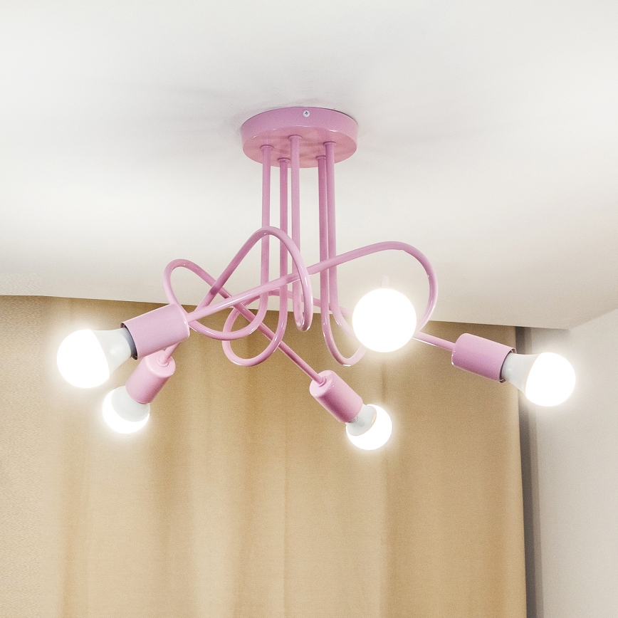 Pinnapealne lühter OXFORD 5xE27/15W/230V roosa