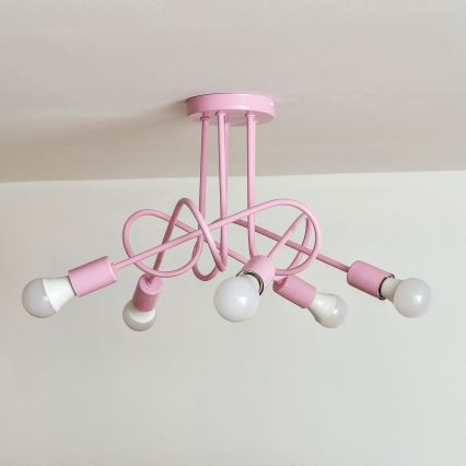 Pinnapealne lühter OXFORD 5xE27/15W/230V roosa