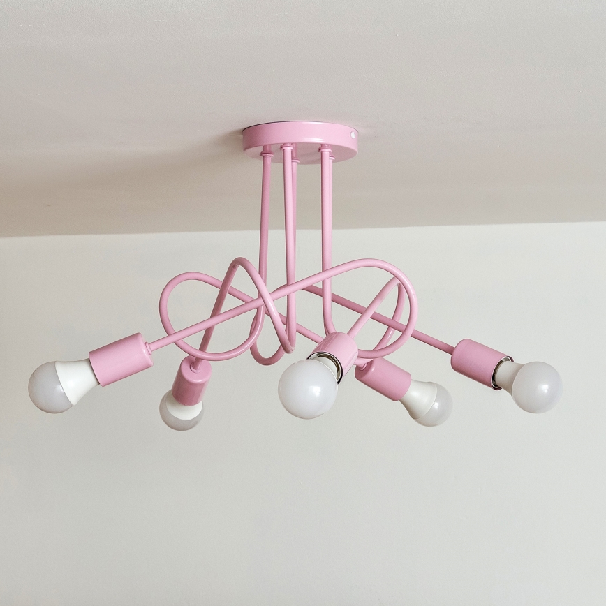 Pinnapealne lühter OXFORD 5xE27/15W/230V roosa