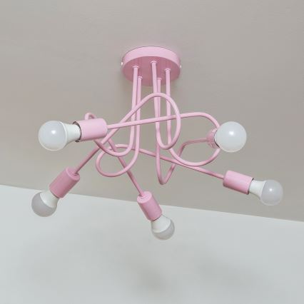 Pinnapealne lühter OXFORD 5xE27/15W/230V roosa