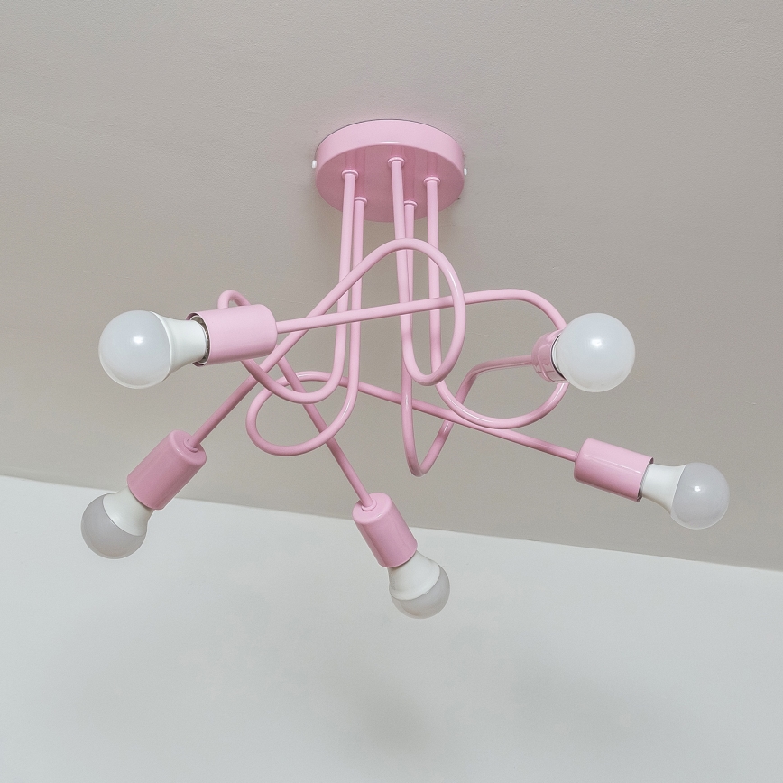 Pinnapealne lühter OXFORD 5xE27/15W/230V roosa