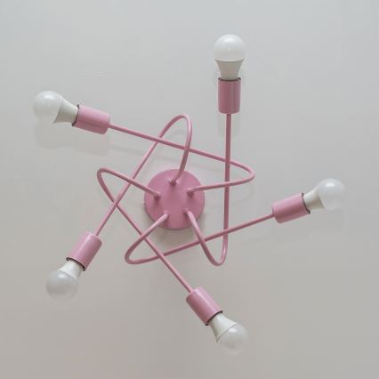 Pinnapealne lühter OXFORD 5xE27/15W/230V roosa