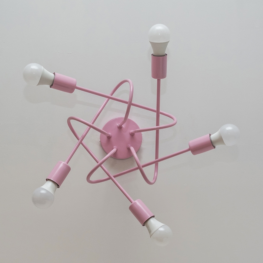 Pinnapealne lühter OXFORD 5xE27/15W/230V roosa