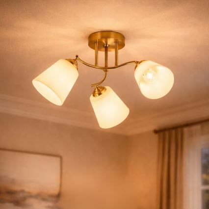 Pinnapealne lühter PAFOS 3xE27/15W/230V kuldne