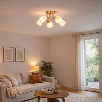 Pinnapealne lühter PAFOS 5xE27/15W/230V kuldne