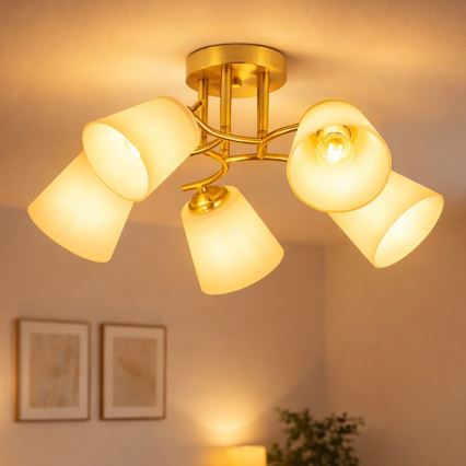 Pinnapealne lühter PAFOS 5xE27/15W/230V kuldne